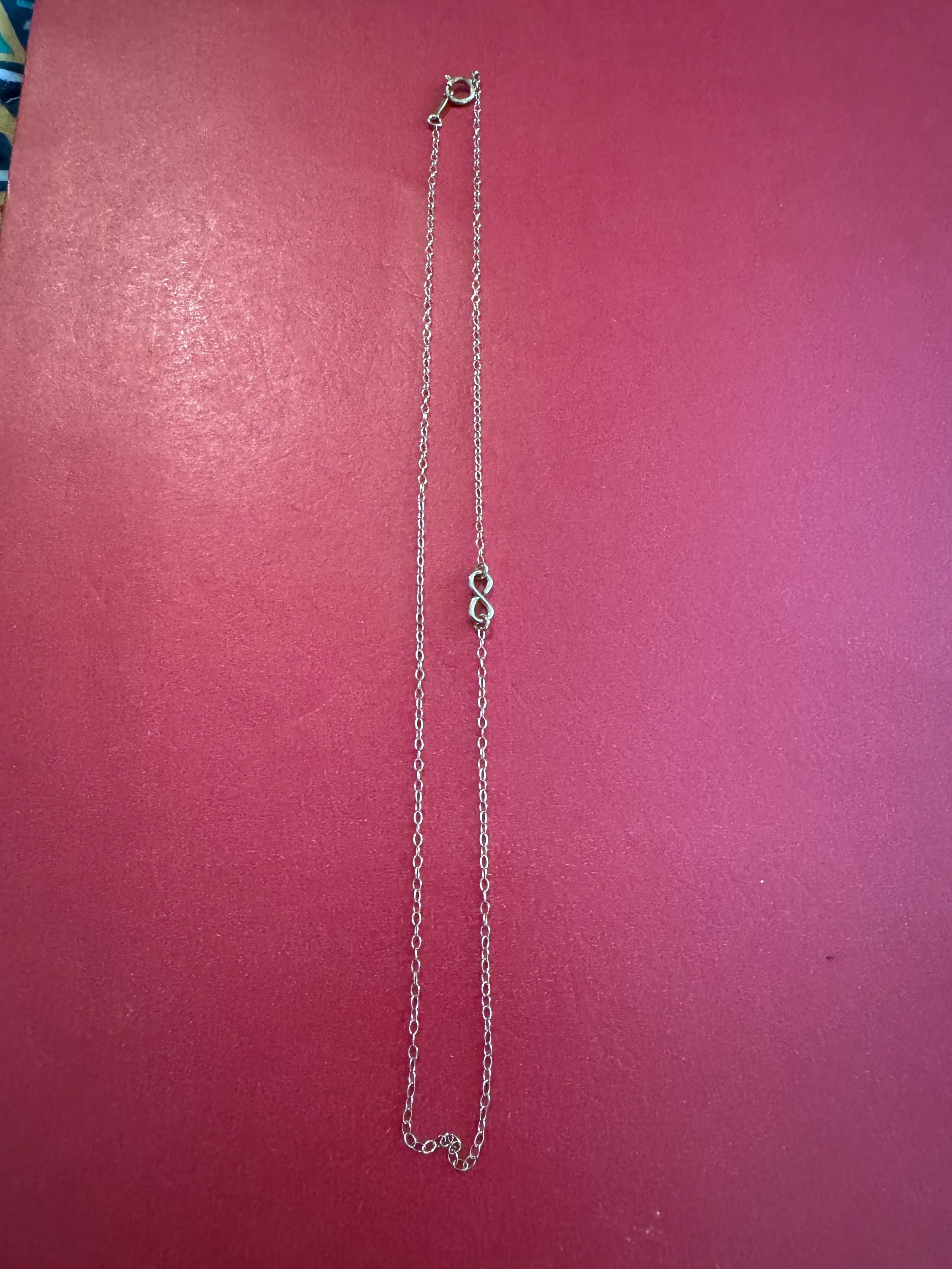 14 K Gold Small Infinity Necklace. (Child size)